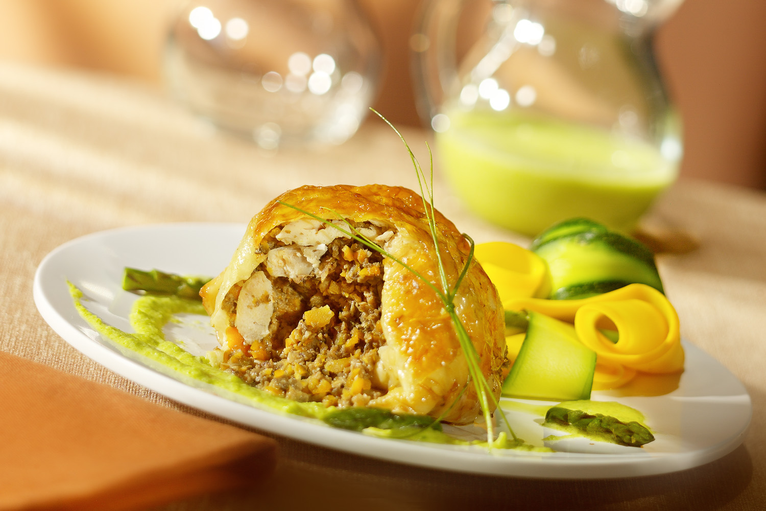 Recettes Melons : Melons De Poulet Farcis Aux Champignons, émulsion D’asperges