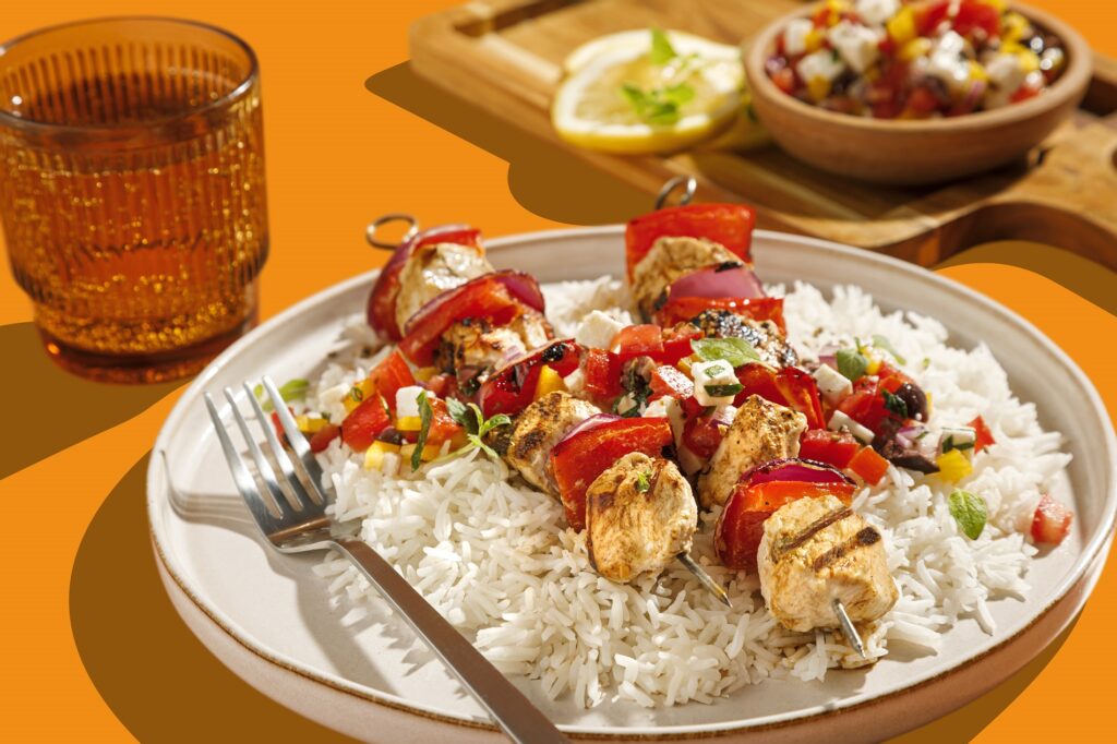 Brochettes de poulet mariné au yogourt à la grecque