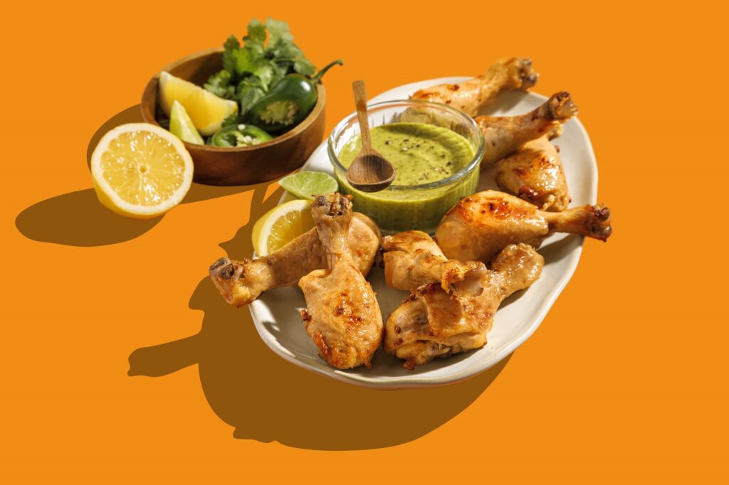 Pilons de poulet au citron et salsa verde